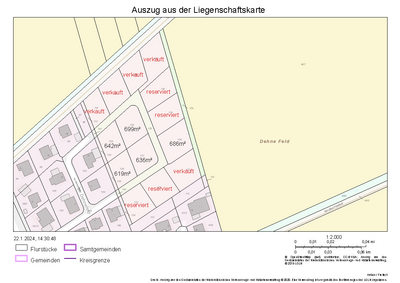 Bild vergrern: Lageplan Baugebiet Dehnefeld (01/24)
